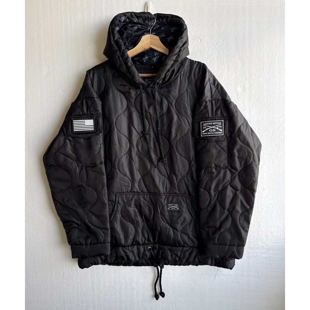 Grunt Style Pullover Woobie Hoodie Quilted Black Men's Size XL Tactical Military